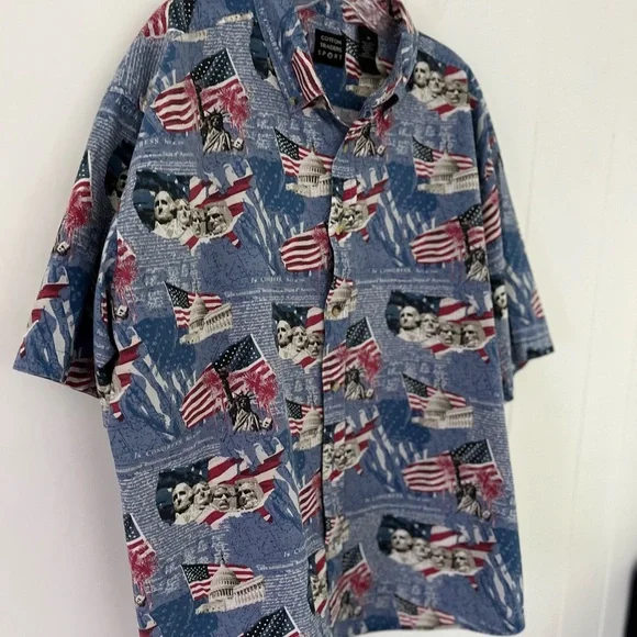 Cotton Traders Sport Patriotic Button Up Shirt Mt. Rushmore & Capitol Size XL - Picture 9 of 15